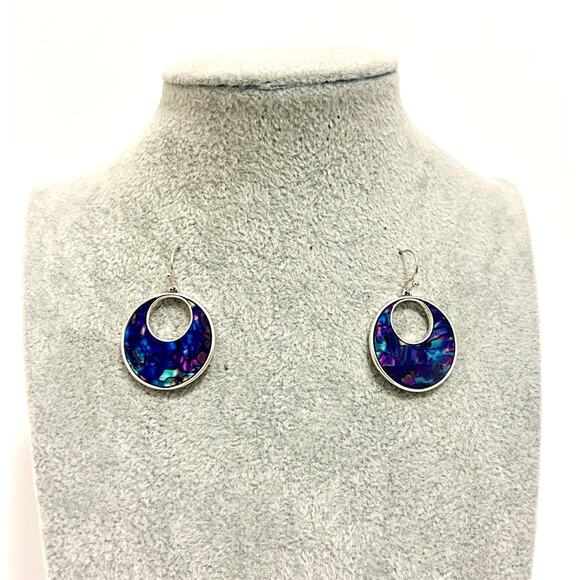 Vintage Purple Iridescent Dangle Earrings - Picture 3 of 10